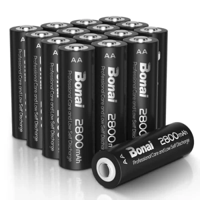 Abbildung von BONAI Akku AA 2800mAh 16 Stück Wiederaufladbare Batterien hohe Kapazität 1,2V Mignon Accu NI MH Aufladbare Akkubatterien HR6 Rechargeable Battery geringe Selbstentladung