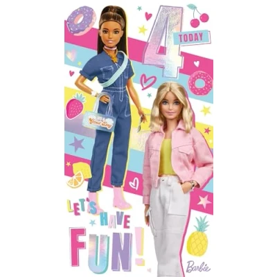 Abbildung von Danilo Promotions LTD Barbie Geburtstagskarte zum 4. Geburtstag, offizielle Alter Geburtstagskarte, Happy Birthday Age 4