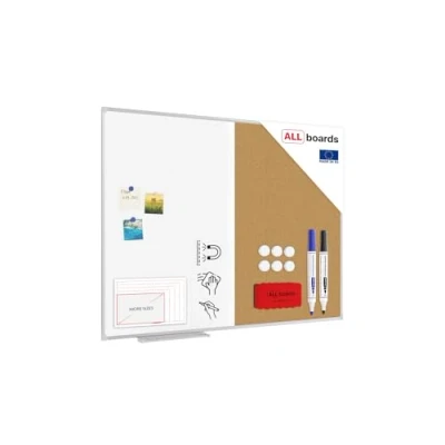 Abbildung von ALLboards Kombitafel 2 in 1 Magnettafel &amp; Kork Pinnwand mit Aluminiumrahmen 120x90cm Korktafel Whiteboard