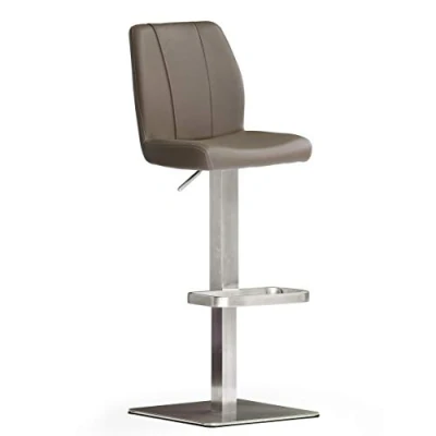 Abbildung von Robas Lund Barhocker Leder Cappuccino mit Lehne Barstuhl drehbar 180 Grad, Hocker höhenverstellbar, NA.OMI, 51 x 42 112 cm