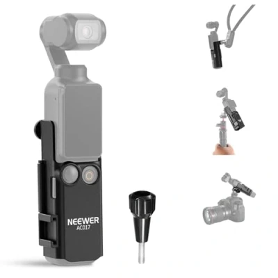 Abbildung von NEEWER Basics Pocket 3 Verlängerung Halterung Adapter kompatibel mit DJI Osmo Zubehör Schutz Käfig Mikrofon Halter Klemmständer Cold Shoe, für Stativ Vlog Videoaufnahmen, AC017