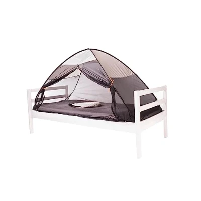 Abbildung von Deryan Bettzelt Moskitonetz Doppelbett Moskitozelt Zeltbett Insektenschutz Bett Kompakt und Leight 200x90x110cm Mückennetz &amp; Reise Mit Tragetasche Creme