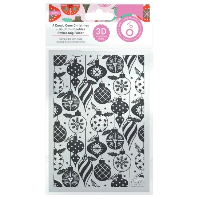 Abbildung von Tonic Studios A Candy Cane Christmas 3D Embossing Folder Bountiful Baubles (5537e)