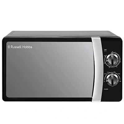 Abbildung von Russell Hobbs RHMM701B 17 Liter, 700 W, schwarz, manuelle Solo Mikrowelle mit 5 Leistungsstufen, Signalton und Timer, Auftaufunktion, einfache Reinigung