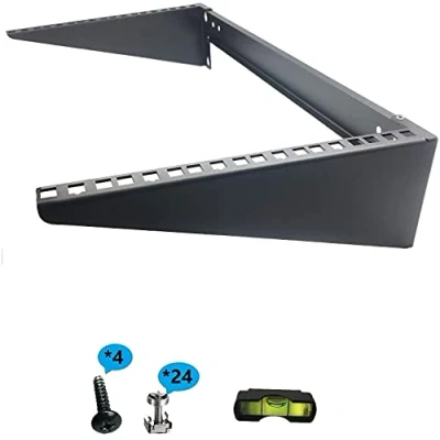 Abbildung von Mofangtech 6U Faltbarer 48,1 cm kaltgewalzter Stahl, Wandmontage, einfaches, vertikales Regal und Netzwerk Ausrüstungsregal inklusive Hardware für Montage (6U100)