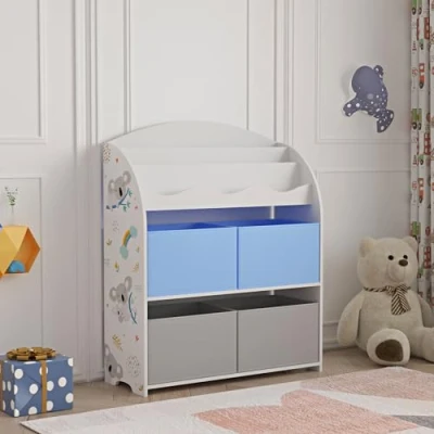 Abbildung von en.casa Kinderregal, »Orust« mit Koala Motiv Weiß/Grau/Blau