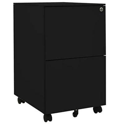 Abbildung von vidaXL Aktenschrank mit Rollen Rollcontainer Bürocontainer Schubladenschrank Büroschrank Stahlschrank Metallschrank Schrank Schwarz 39x45x67cm Stahl