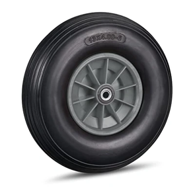 Abbildung von Relaxdays Schubkarrenrad 4.00 6, Vollgummi und Kunststofffelge, 3 Adapter, max. 100 kg, in Schwarz/Grau