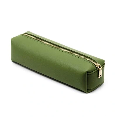 Abbildung von eusbon Leder Federmäppchen Große Vielfalt Federmappe Etui für Stifte Mäppchen Schule Federtasche Schlampermäppchen (Grün)
