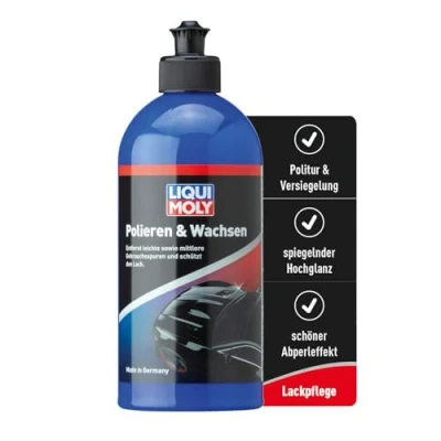 Abbildung von LIQUI MOLY Autopolitur Polieren &amp; Wachsen, Art. Nr. 21761 I 500 ml Autowachs zur Politur Auto Versiegelung 2 in 1 Lackpolitur mit Langzeitschutz Abperleffekt Für Glanz Farbtiefe