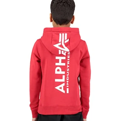 Abbildung von Alpha Industries BACK Kapuzenpullover für Kinder, Größe: 158/164, Mars red