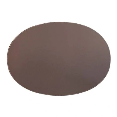 Abbildung von Adorist exlusives Leder Tischset Platzunterlage, 47cm x 34cm, Platzset pflegeleicht Lederunterlage Schreibtischunterlage Untersetzer oval Taupe