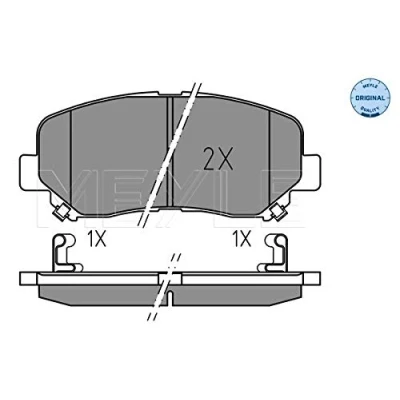 Abbildung von MEYLE 025 255 6416 Bremsbelagsatz ORIGINAL Quality Vorderachse mit akustischer Verschleißwarnung Anti Quietsch Blech MAZDA: CX 5 I, II