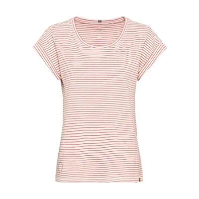 Abbildung von camel active Kurzarm IM Streifenmuster Tshirt print, Damen, Größe: Small, Coral white stripe
