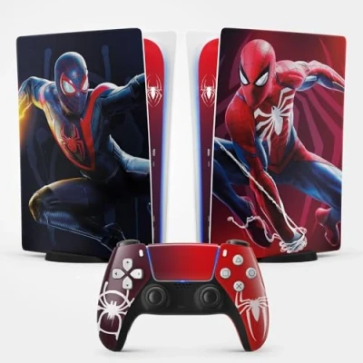 Abbildung von PS5 Skin Spider Sticker, Aufkleber für Playstation 5, Konsole und Controller, Standard Edition Digital, Miles Moralles (1 Controller)