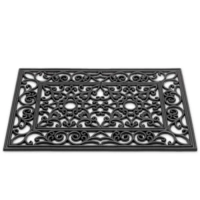 Abbildung von Fußmatte Fussabtreter Ornamente Gusseisen Optik als Outdoor Gummi Matte, matches21 HOME &amp; HOBBY, rechteckig, Höhe: 12 mm, Wetterfeste 40x60 cm Aussen Bereich Türmatte Schmutzfangmatte