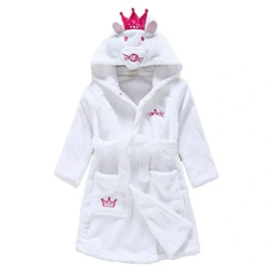 Abbildung von Baby Jungen &amp; Mädchen Unisex Bademantel 0 24 Monate Weicher Plüsch Flanell Fleece Kapuze Tier Gesicht für Babys Kleinkinder Neugeborene Weiße Maus 6 12