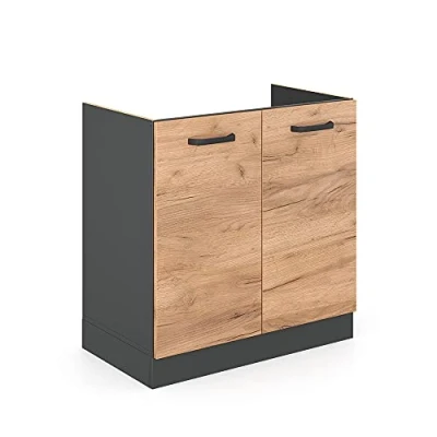 Abbildung von Vicco Spülenunterschrank R Line, Goldkraft Eiche/Anthrazit, 80 cm ohne Arbeitsplatte