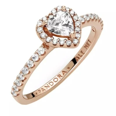 Abbildung von Pandora Sparkling Elevated Heart Ring, Damen, Größe: 56, Rose gold plated
