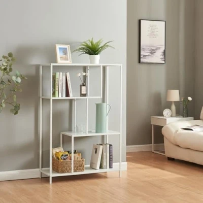 Abbildung von en.casa Bücherregal, »Reisjärvi« mit 4 offenen Fächern Stahl 115x75x35 cm Weiß