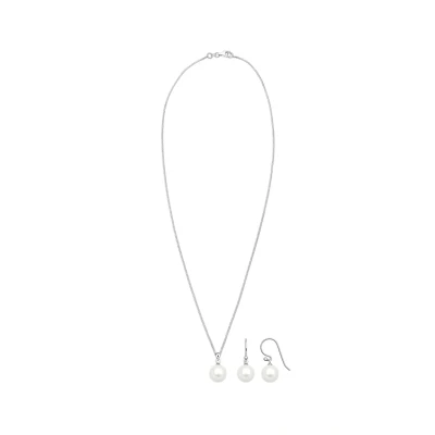 Abbildung von Elli SET Muschelkernperle Geschenkidee Ohrringe, Damen, Größe: 45, Silber
