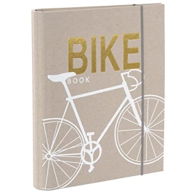 Abbildung von goldbuch 63 006 Foto Notizbuch Bike Book, Schreibbuch 18,5 x 23 3 cm, Notiz Buch 50 Seiten Dotted, Skizzenbuch Cover FSC Karton, Papier 170g/m², Kladde Gold und Weißprägung, Fotobuch grau