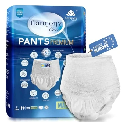 Abbildung von Harmony Care Windeln für Erwachsene MAXI diskrete Windelhosen Pants (Erwachsenen Windel mit Auslaufsschutz, 8 St., saugstarke Inkontinenzpants Frauen und Männer), bequemen Tragegefühl