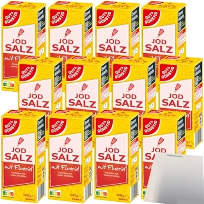 Abbildung von Gut&amp;Günstig Jodsalz mit Fluorid besonders rein 12er Pack (12x500g Packung) + usy Block