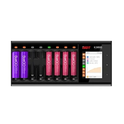 Abbildung von ISDT N8 Batterieladegerät Akku Ladegerät,Universal LCD Display Schnellladegerät für AA/AAA NI MH Cd Li lon LiHv LiFePO4 Eneloop Akkus(8 Steckplatz)
