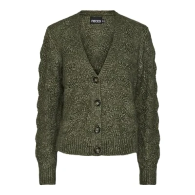 Abbildung von Pieces Bibbi Strickjacke, Damen, Größe: XS, Deep lichen green