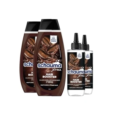 Abbildung von Schauma XTRA Koffein Shampoo Hair Booster (2x 400 ml) mit aktiviert die Haarwurzel bei dünnem Haar &amp; Tonic 200 hilft Haarausfall vorzubeugen