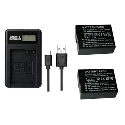 Abbildung von 2 Stück 1800 mAh PAN BLC12 DMW Akku mit LCD Ladegerät für Panasonic Lumix FZ1000, FZ200, FZ300, G5, G6, G7, GH2, DMC GX8 (1 Ladegerät)