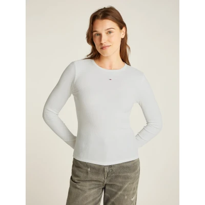 Abbildung von Tommy Jeans Langarmshirt TJW SLIM ESSENTIAL RIB LS mit Logostickerei