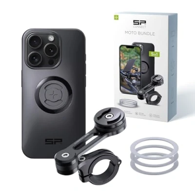 Abbildung von SP CONNECT Moto Bundle II SPC+ kompatibel mit iPhone 15 Pro Handyhalter für Motorrad Bike Moped Roller Gadget Halterung Navi