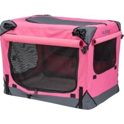 Abbildung von Foxdevil by xonic® Faltbare Hundebox/Katzenbox für kleine, mittelgroße und große Tiere Hundetransportbox Auto Zuhause Transportbox Hund Hundebox Kofferraum (Light Pink, XL)