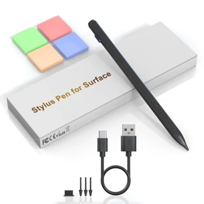 Abbildung von Microsoft Surface Pen für Pro 11/10/9/8/7/7+/6/5/4/3/X/Surface 3,Surface Go/Laptop/Studio/Book 4/3/2/1,Microsoft Stift mit Palm Rejection,4096 Druckstufen,USB C Aufladung, Magnetische