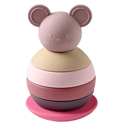 Abbildung von Nattou Stehaufmännchen aus Silikon, 6 teiliges Motorik Spielzeug für Kleinkinder, BPA frei, Ca. 15 cm, Silicon, Rosa