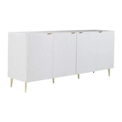 Abbildung von Vente unique Sideboard mit 4 Türen MDF &amp; Stahl Weiß Goldfarben YESINIA