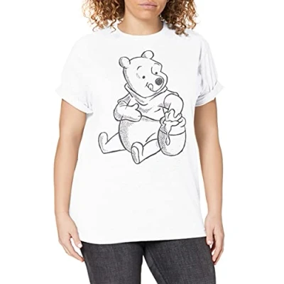 Abbildung von Disney Damen Winnie the Pooh Sketch T Shirt, Weiß (White White), 42/XL EU