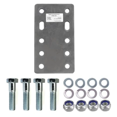Abbildung von XIMPLIO Universelle Adapterplatte zur Höhenverstellung 5x90+4xM16 der Anhängerkupplung für 2 Loch 90 mm AHK Bock Flanschkugeln. verzinkt (mit 4xM16 Schraubenset)