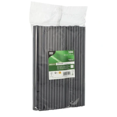 Abbildung von PAPSTAR Trinkhalme 100 Shake Halme, Papier Ø 8 mm · 25 cm schwarz