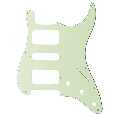 Abbildung von Musiclily Pro 11 Löcher Round Corner HSH Strat Pickguard Schlagbrett für American/Mexican Fender Standard Stratocaster E Gitarre, 3 lagig Mint Green