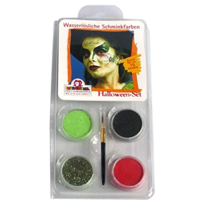 Abbildung von Eulenspiegel 204337 Motiv Set Halloween, 3 Farben, 1 Glitzer, Pinsel, Anleitung, für ca. 30 Masken, Karneval, Motto Party