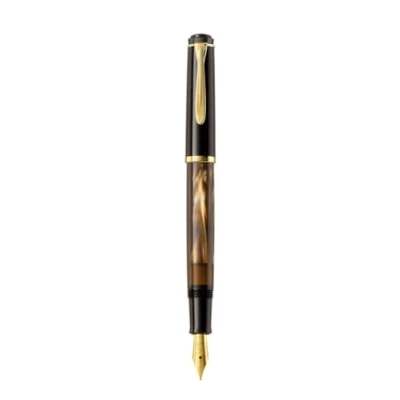 Abbildung von Pelikan Füllhalter Classic 200, Braun Marmoriert, Feder M (mittel), hochwertiger Kolbenfüller im Geschenk Etui, 808897