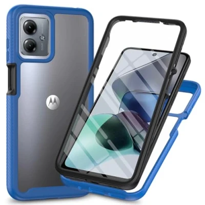 Abbildung von XINNI Hülle für Motorola Moto G14, 360 Grad Stoßfeste Schutzhülle mit Integriertem Bildschirmschutz, Robuster Bumper Outdoor Full Body Case, Dunkelblau