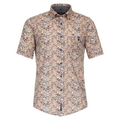 Abbildung von Casamoda Kurzarm Print Casual FIT Hemd, Herren, Größe: Large, Orange