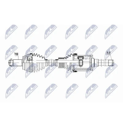 Abbildung von NTY NPW BM 040 Antriebswelle Vorderachse rechts 975 Automatikgetriebe, Getriebeautomatik 8 Gang BMW: X5, X6