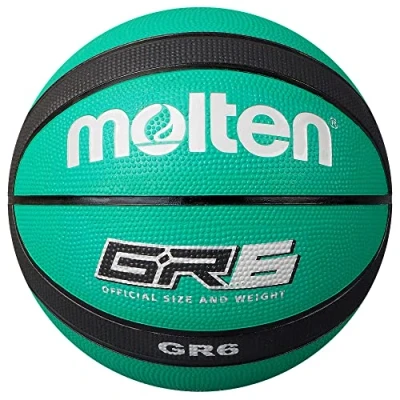 Abbildung von Molten GR Basketball, Indoor/Outdoor, Premium Gummi, Größe 6, Impact Colour Green/Black, Suitable for Boys Age 12, 13, 14 and Girls &amp; Adult (BGR6 GK)