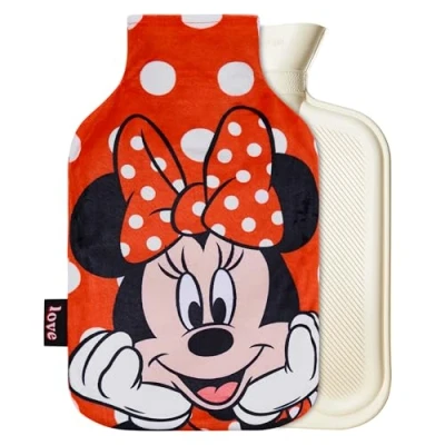 Abbildung von Disney Stitch Wärmflasche mit Bezug Süß für Hände &amp; Füße, Wärmeflasche bei Regelschmerzen, Nacken und Schulterschmerzen (Minnie_1700 ML)