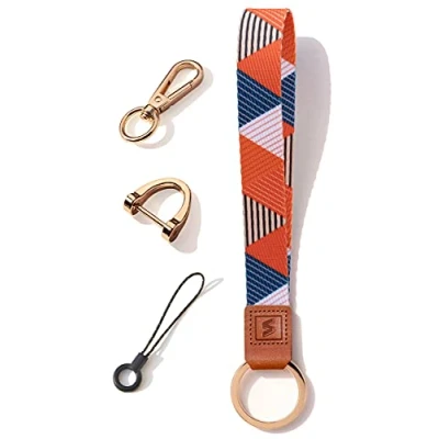 Abbildung von SENLLY Schlüsselband Wristlet Keychain Lanyard Strap Handschlaufe Schlüsselanhänger mit echtem Leder, für Schlüssel, Mobile Handys Telefon, Kamera, Charms